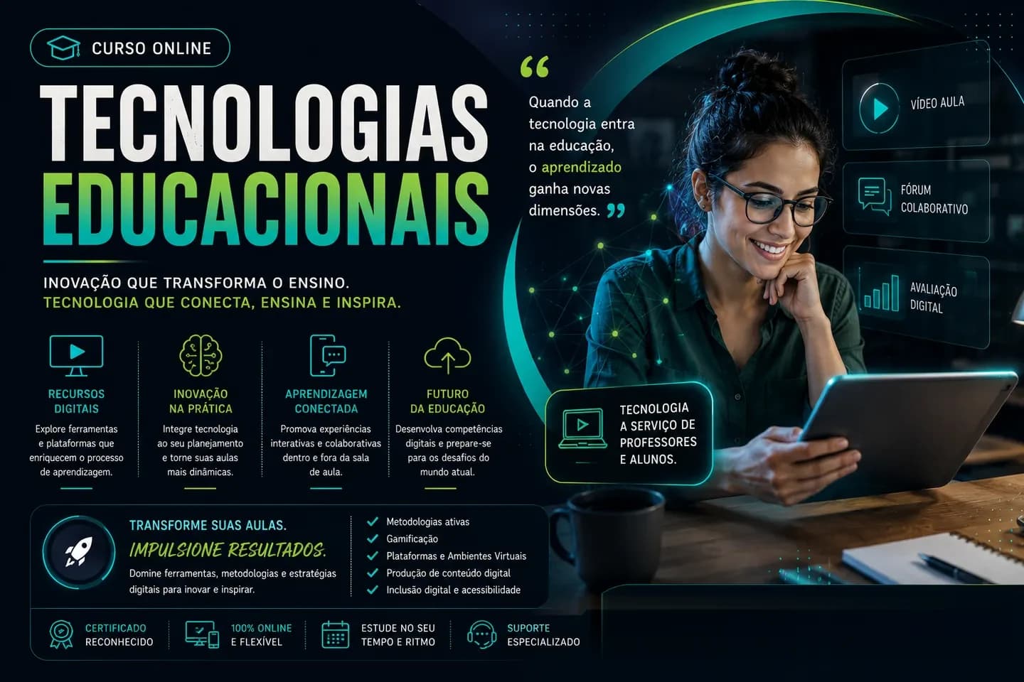 Arte de divulgação do curso on-line de Tecnologias Educacionais do Professor Igor Santos